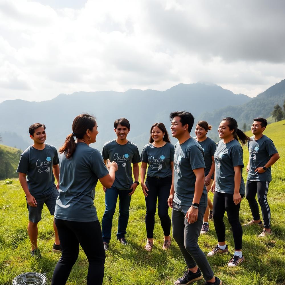 Kegiatan outbound dan team building di area pegunungan